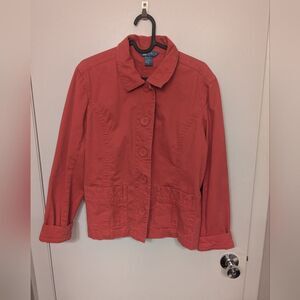 🌸 Vintage Koret Light Red/Pinkish Button-Up Jacket Embroidered SZ Small S